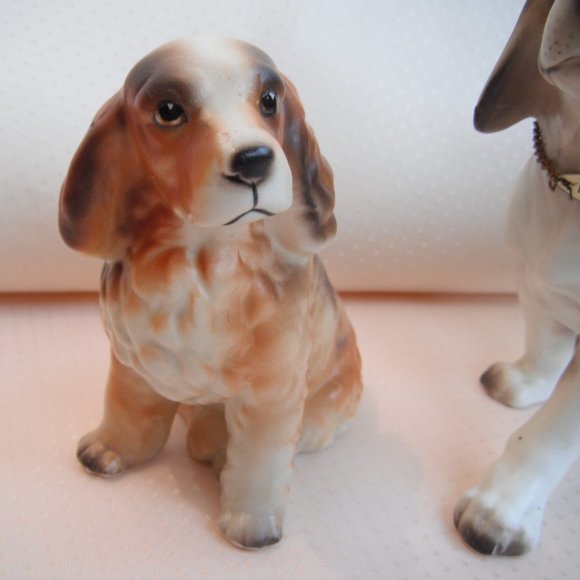 Vintage Dog Figurine Ceramic Porcelain White Brown Japan Lot of 2 - Picture 3 of 12